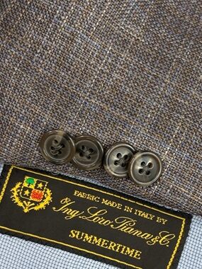 Jack Victor Sport Coat Mens 48R Gray Blue Windowpane Loro Piana Summertime